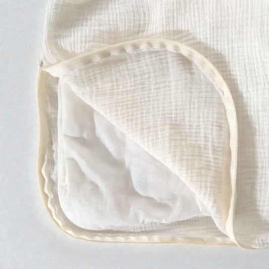 Housse de couette zippée en gaze de coton Blanc Cassé