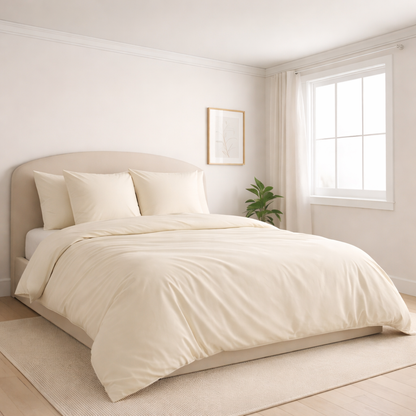 Housse de couette en percale de coton Blanc Cassé
