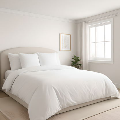Housse de couette en percale de coton Blanc Pur