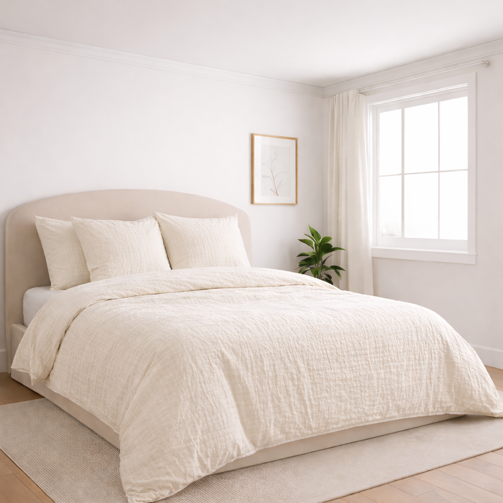 Housse de couette en gaze de coton Blanc Cassé