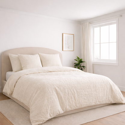 Housse de couette en gaze de coton Blanc Cassé