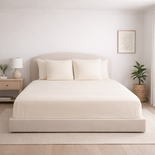 Drap housse blanc cassé