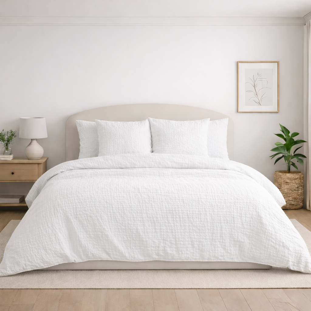 Housse de couette en gaze de coton Blanc Pur