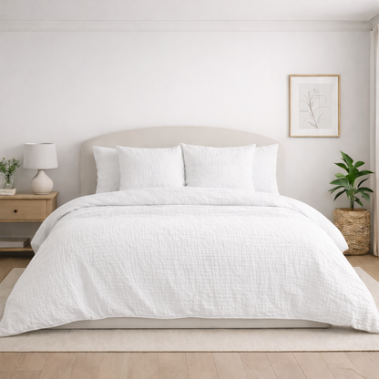 Housse de couette en gaze de coton Blanc Pur