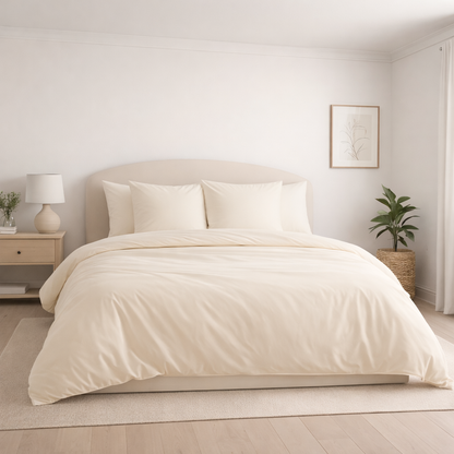 Housse de couette en percale de coton Blanc Cassé