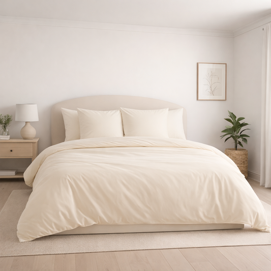 Housse de couette en percale de coton Blanc Cassé