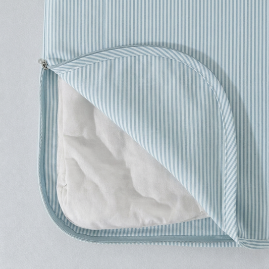 Parure de lit : Housse de couette zippée + 2 taies d'oreiller en percale de coton rayée Agave